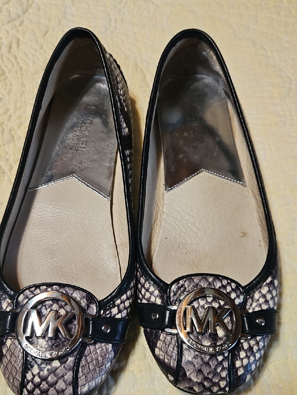 Michael Kors Women's Beige Snake-Print Ballet Flats